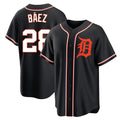 Detroit Tigers #28 Javier Baez Player Black HeidiMiller Fashion Out Home Game Stitched Jerseys