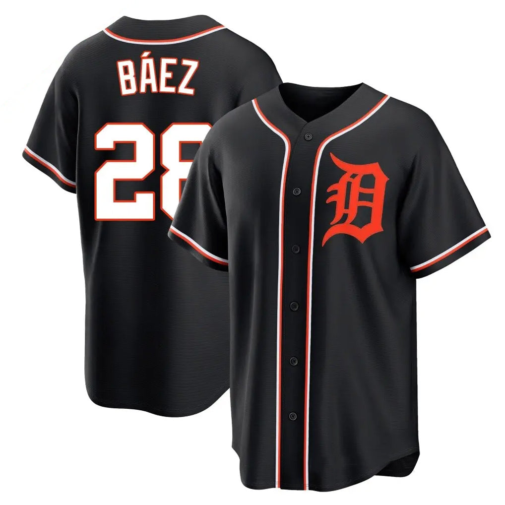 Detroit Tigers #28 Javier Baez Player Black HeidiMiller Fashion Out Home Game Stitched Jerseys