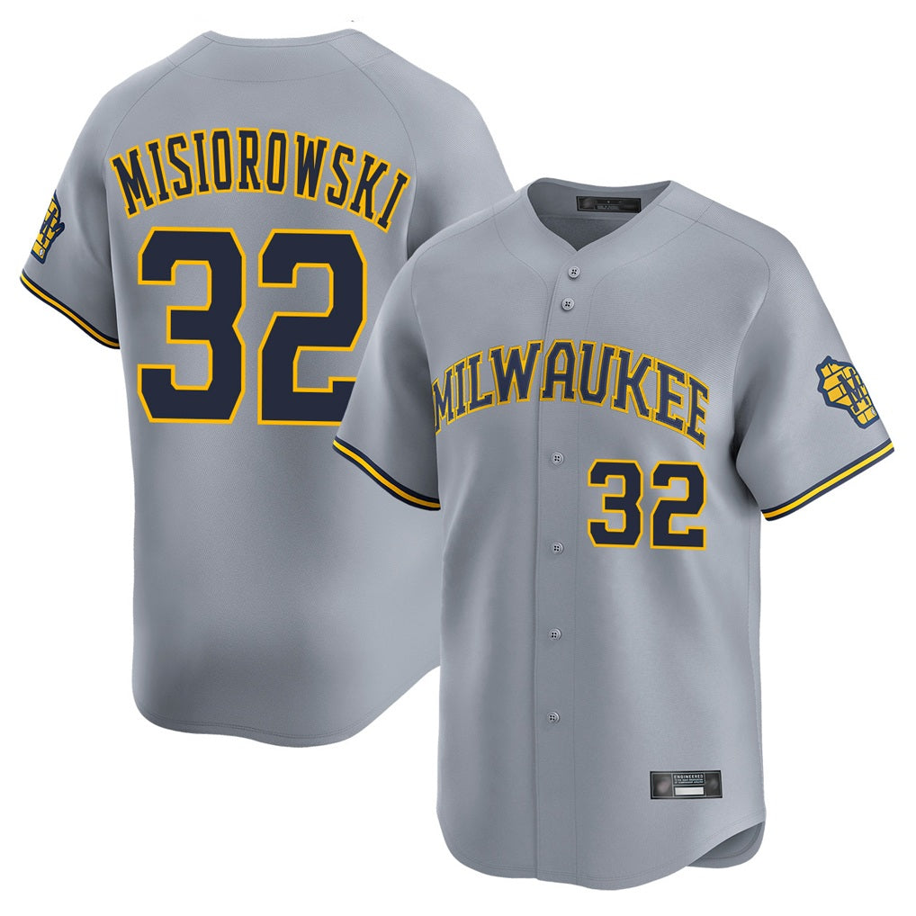 Milwaukee Brewers #32 Jacob Misiorowski Player Gray HeidiMiller Home Limited Stitched Jerseys