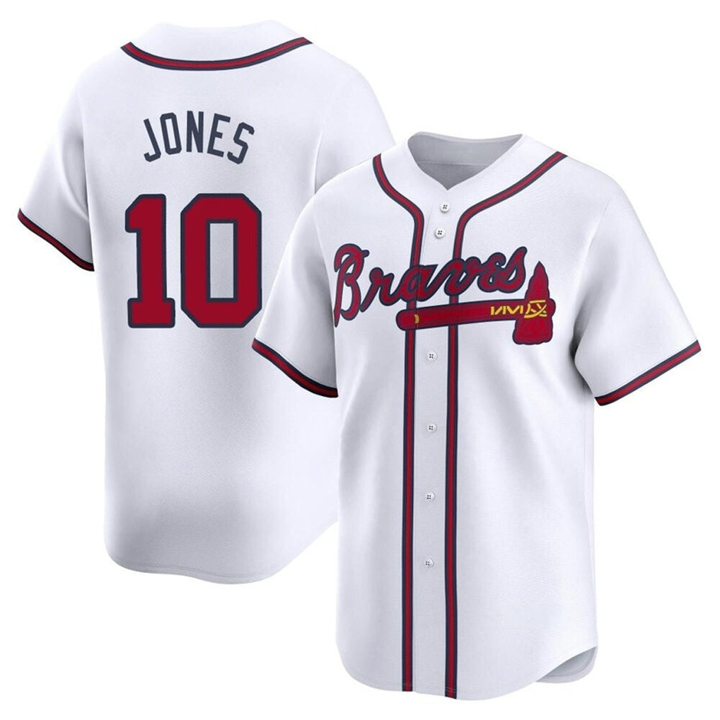 Atlanta Braves #10 Chipper Jones Player White HeidiMiller Limited Home Game Stitched Jerseys