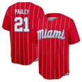 Miami Marlins #21 Graham Pauley Player Red HeidiMiller City Connect Home Game Stitched Jerseys