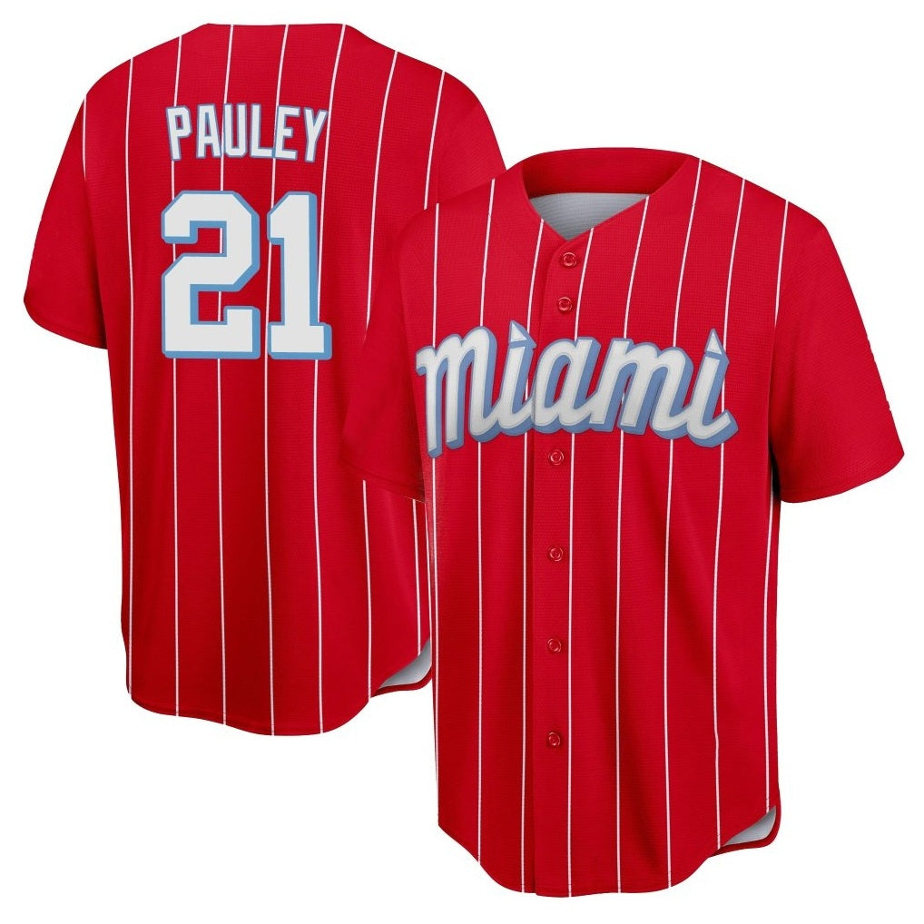 Miami Marlins #21 Graham Pauley Player Red HeidiMiller City Connect Home Game Stitched Jerseys