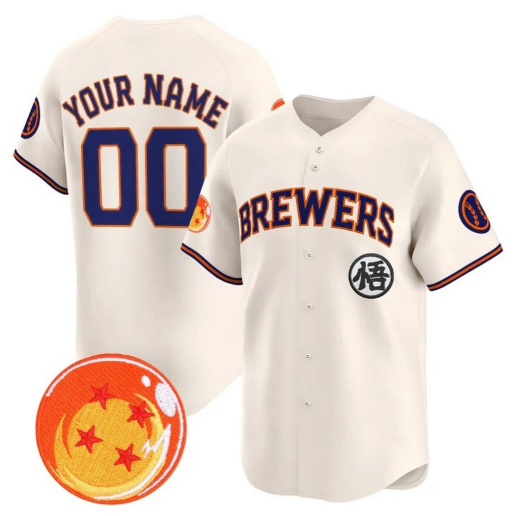 Custom Milwaukee Brewers x Dragon Ball Cream HeidiMiller Vapor Premier Limited Jersey - All Stitched