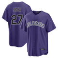 Colorado Rockies #27 Jordan Beck Player Purple HeidiMiller Game Home Stitched Jerseys