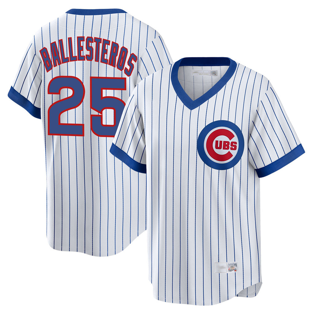 Chicago Cubs #25 Moises Ballesteros Player White HeidiMiller T-shirt Cooperstown Collection Limited Stitched Jerseys