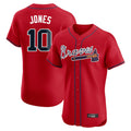 Atlanta Braves #10 Chipper Jones Player Red HeidiMiller Limited Elite Home Game Stitched Jerseys