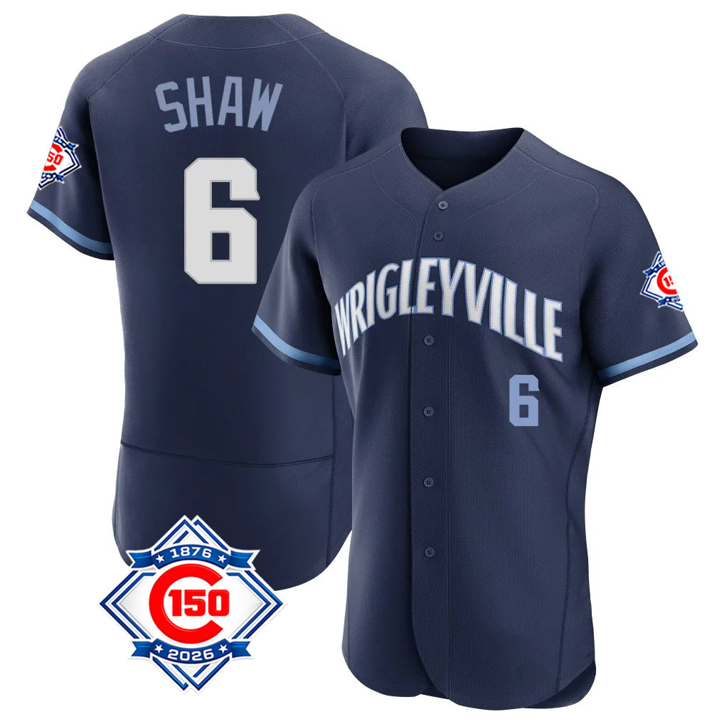 Chicago Cubs #6 Matt Shaw Player Navy HeidiMiller City Connect 150th Anniversary Limited Elite Home Stitched Jerseys