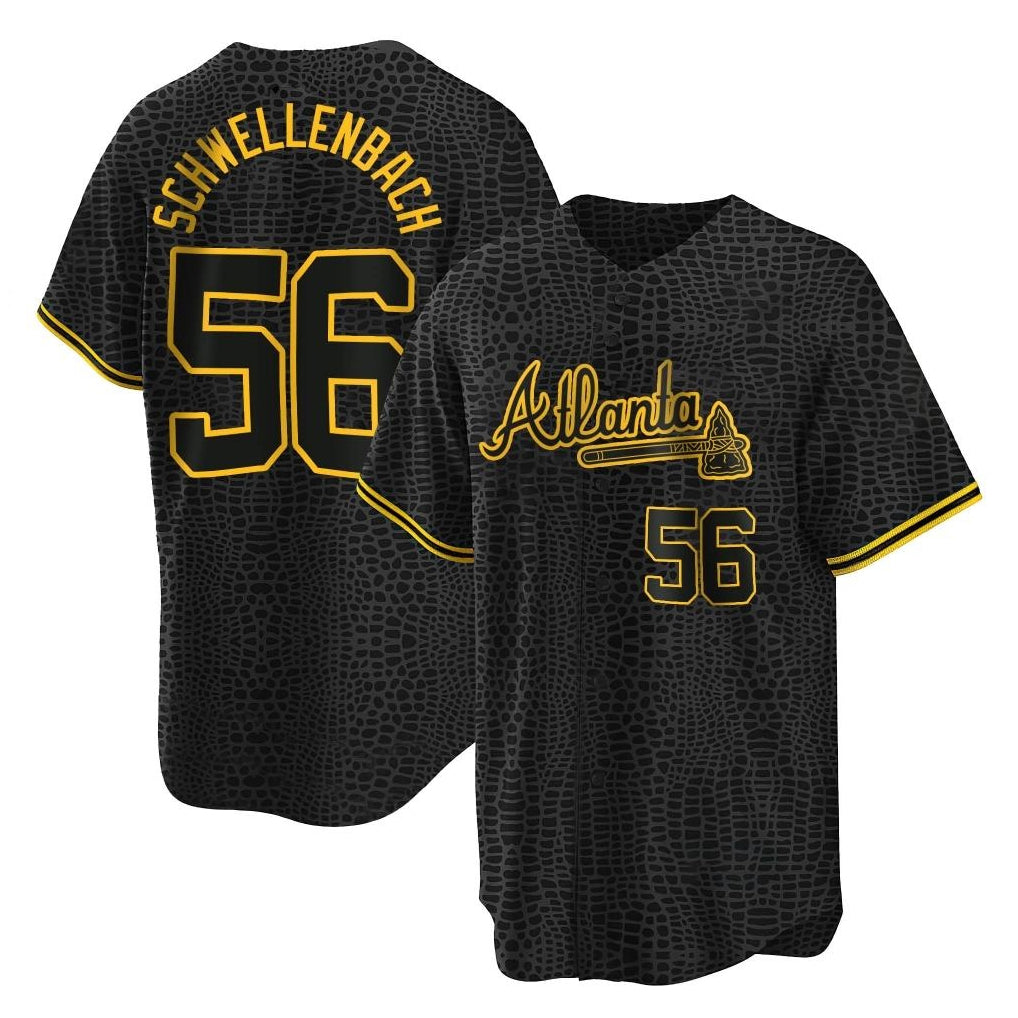 Atlanta Braves #56 Spencer Schwellenbach Player Black HeidiMiller Snake Skin City Home Game Stitched Jerseys
