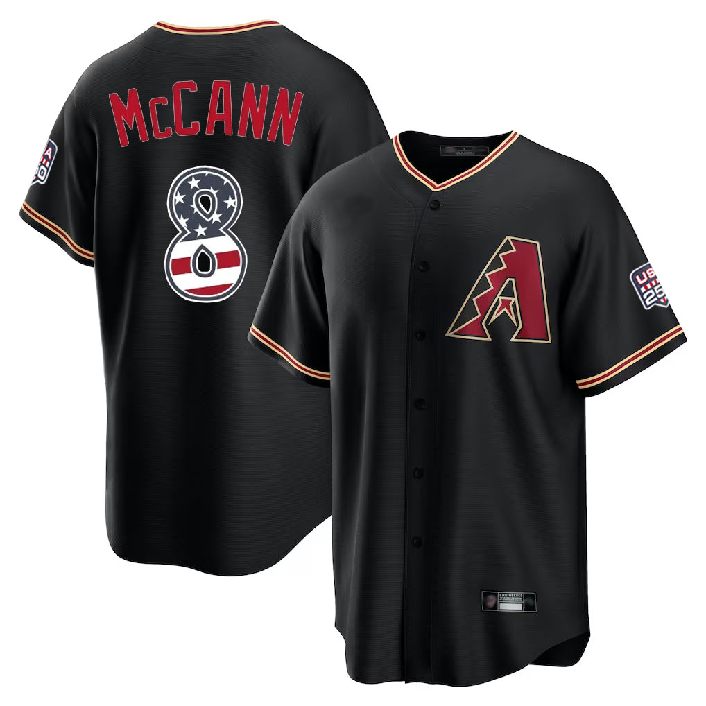 Arizona Diamondbacks #8 James McCann Player Black HeidiMiller USA 250 Fourth of July Game Home Stitched Jerseys