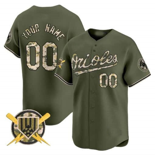 Custom Baltimore Orioles Armed Forces Day Vapor Premier Limited Jersey ¨C All Stitched-Green HeidiMiller