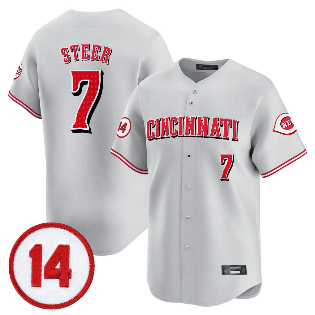 Cincinnati Reds #7 Spencer Steer Player Gray HeidiMiller Vapor Premier Limited Home Stitched Jerseys