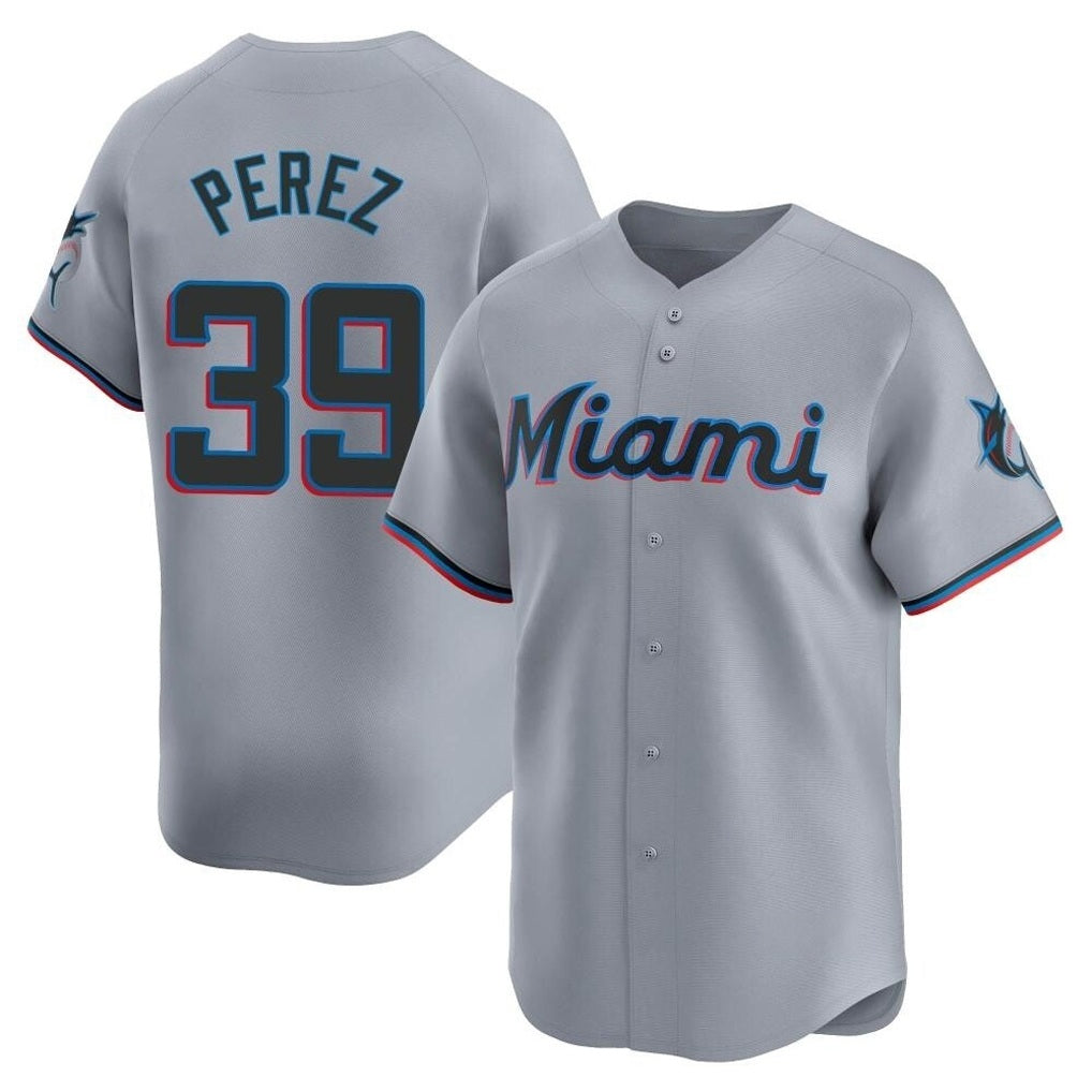 Miami Marlins #39 Eury Perez Player Gray HeidiMiller Home Limited Stitched Jerseys