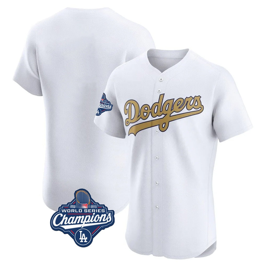 Los Angeles Dodgers Blank Player White Gold HeidiMiller Limited Elite Home World Series Meet Stitched Jerseys