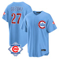 Chicago Cubs #27 Seiya Suzuki Player Light Blue HeidiMiller 150th Anniversary Home Game Stitched Jerseys