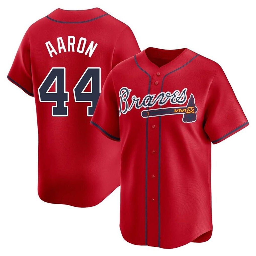 Atlanta Braves #44 Hank Aaron Player Red HeidiMiller Limited Home Game Stitched Jerseys