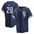 Kansas City Royals #28 Kyle Isbel Player Navy HeidiMiller City Connect Home Game Stitched Jerseys