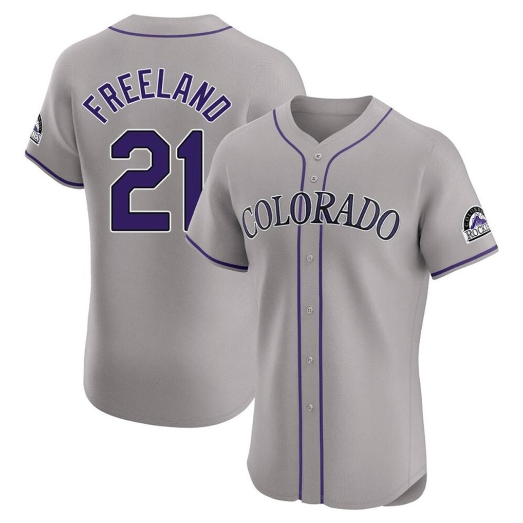Colorado Rockies #21 Kyle Freeland Player Gray HeidiMiller Limited Elite Home Stitched Jerseys