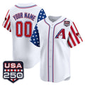 Custom Arizona Diamondbacks America 250 Edition Vapor Premier Limited White HeidiMiller Stitched Jerseys