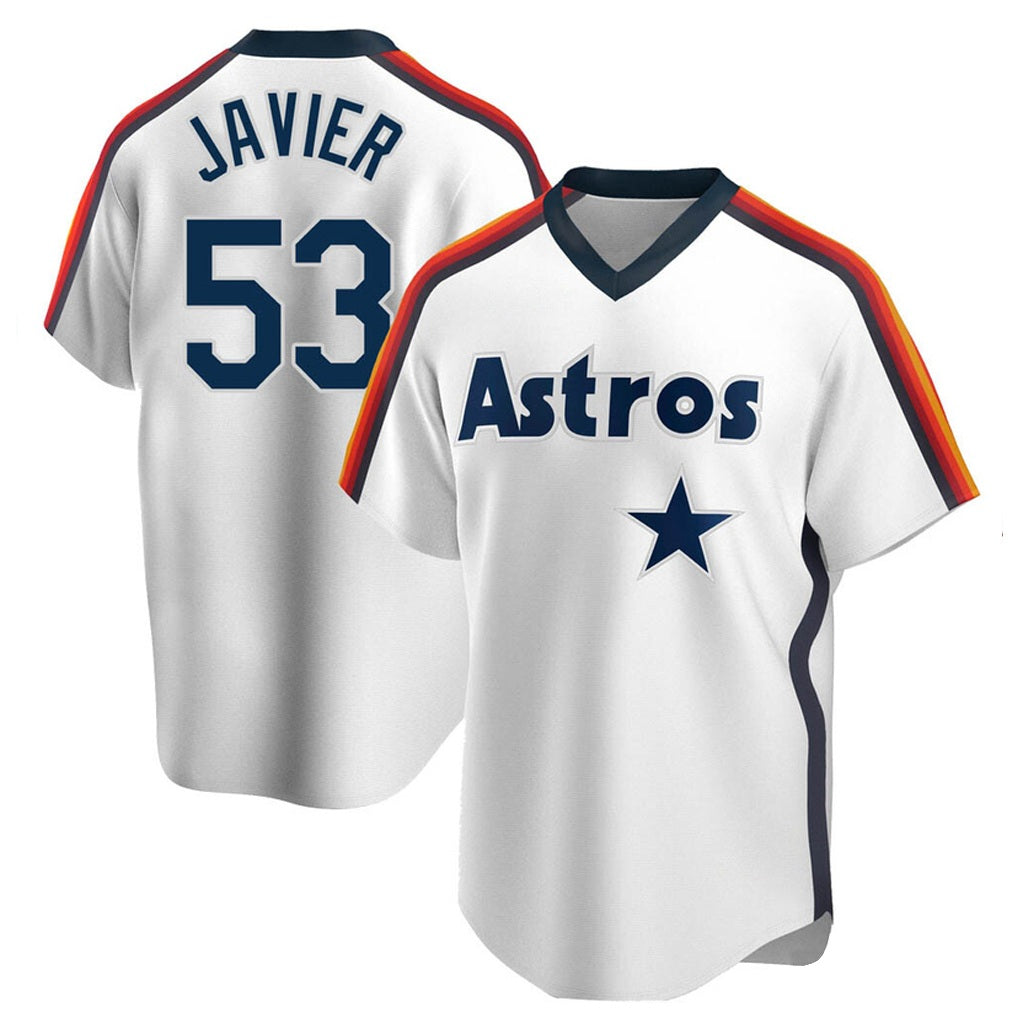 Houston Astros #53 Cristian Javier Player White HeidiMiller Cooperstown Collection T-shirt Stitched Jerseys