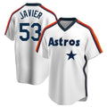 Houston Astros #53 Cristian Javier Player White HeidiMiller Cooperstown Collection T-shirt Stitched Jerseys
