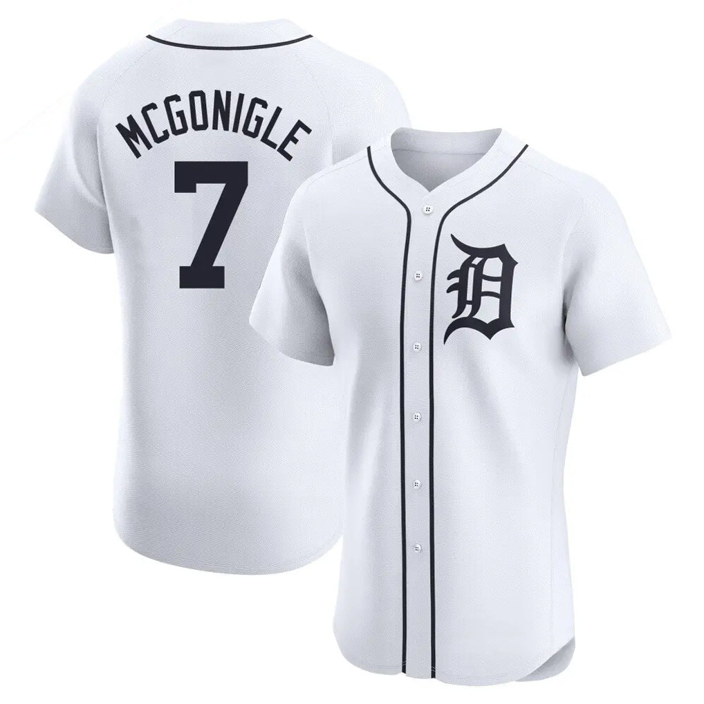 Detroit Tigers #7 Kevin McGonigle Player White HeidiMiller Limited Elite Home Stitched Jerseys
