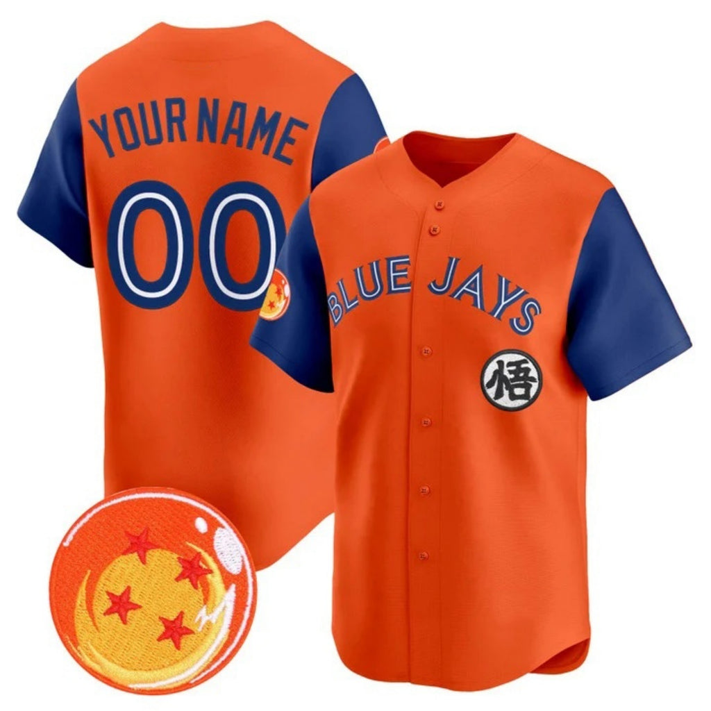 Custom Toronto Blue Jays x Dragon Ball Royal Orange HeidiMiller Vapor Premier Limited Jersey - All Stitched