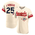 Los Angeles Angels #25 Travis d'Arnaud Player Cream HeidiMiller City Connect Limited ELite Home Stitched Jerseys