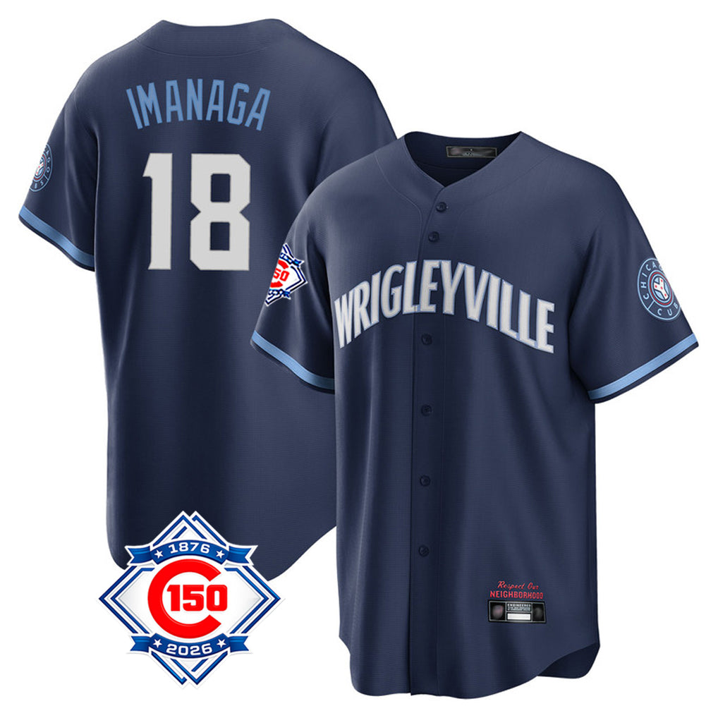 Chicago Cubs #18 Shota Imanaga Player Navy HeidiMiller 150th Anniversary City Connect Home Game Stitched Jerseys