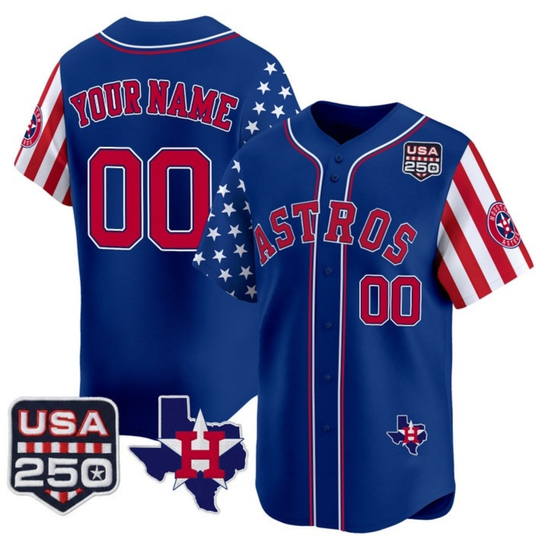 Custom Houston Astros America 250 Edition Vapor Premier Limited Royal HeidiMiller Stitched Jerseys