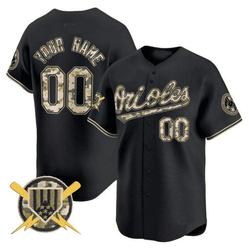 Custom Baltimore Orioles Armed Forces Day Vapor Premier Limited Jersey ¨C Black HeidiMiller