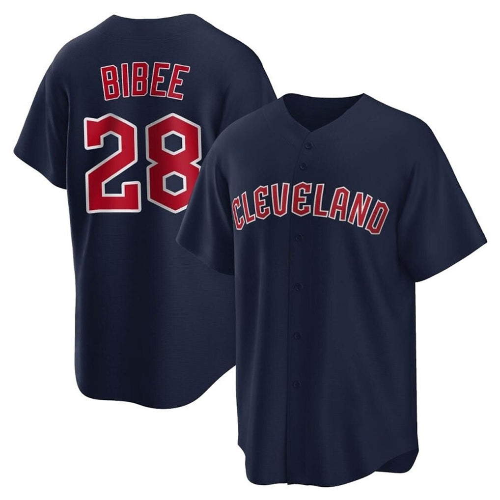 Cleveland Guardians #28 Tanner Bibee Player Navy HeidiMiller Game Home Stitched Jerseys