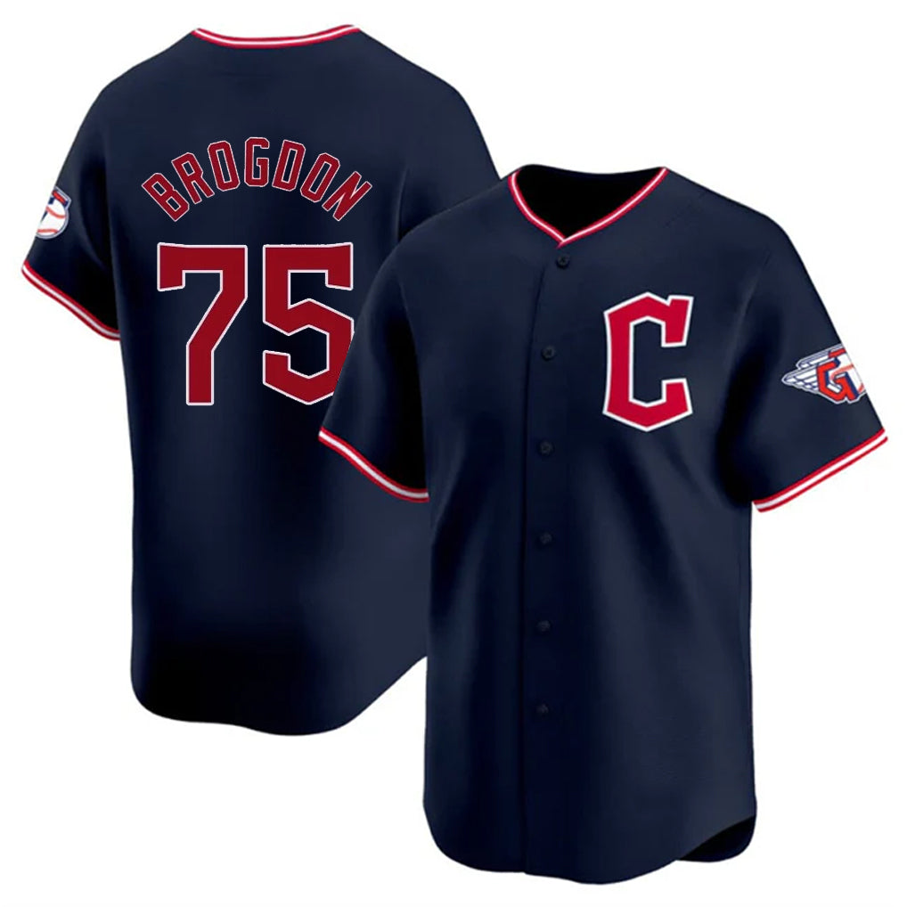 Cleveland Guardians #75 Connor Brogdon Player Navy HeidiMiller Limited Home Stitched Jerseys