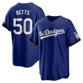 Los Angeles Dodgers #50 Mookie Betts Player Royal HeidiMiller City Connect Home Game Stitched Jerseys