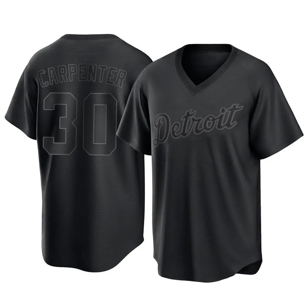Detroit Tigers #30 Kerry Carpenter Player Black HeidiMiller T-shirt Home Game Stitched Jerseys