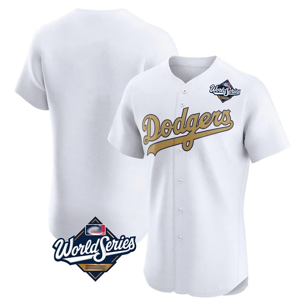 Los Angeles Dodgers Blank Player White Gold HeidiMiller Limited Elite Home World Series Stitched Jerseys