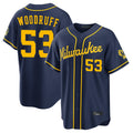 Milwaukee Brewers #53 Brandon Woodruff Player Navy HeidiMiller Home Stadium Game Stitched Jerseys