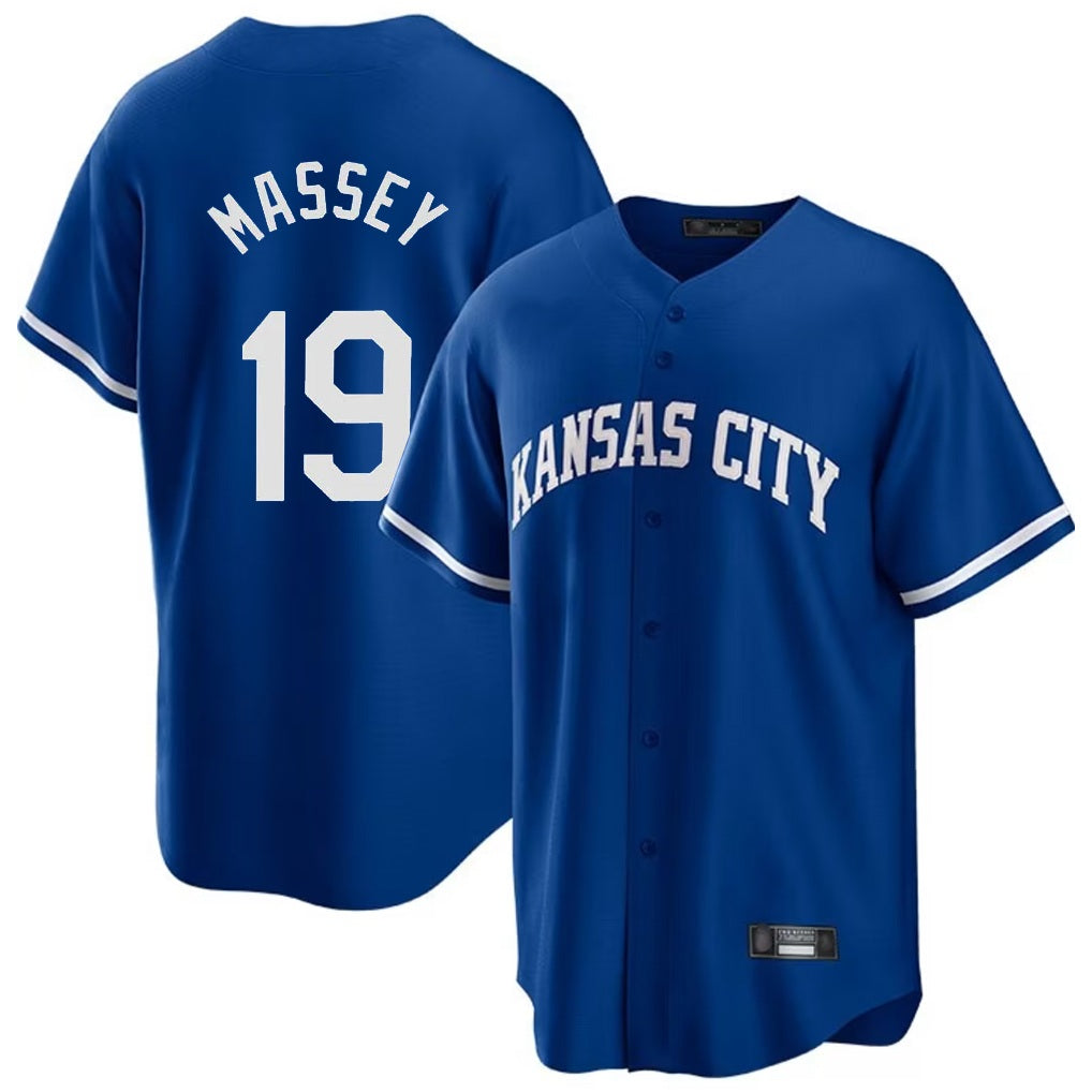 Kansas City Royals #19 Michael Massey Player Royal HeidiMiller Game Home Stitched Jerseys