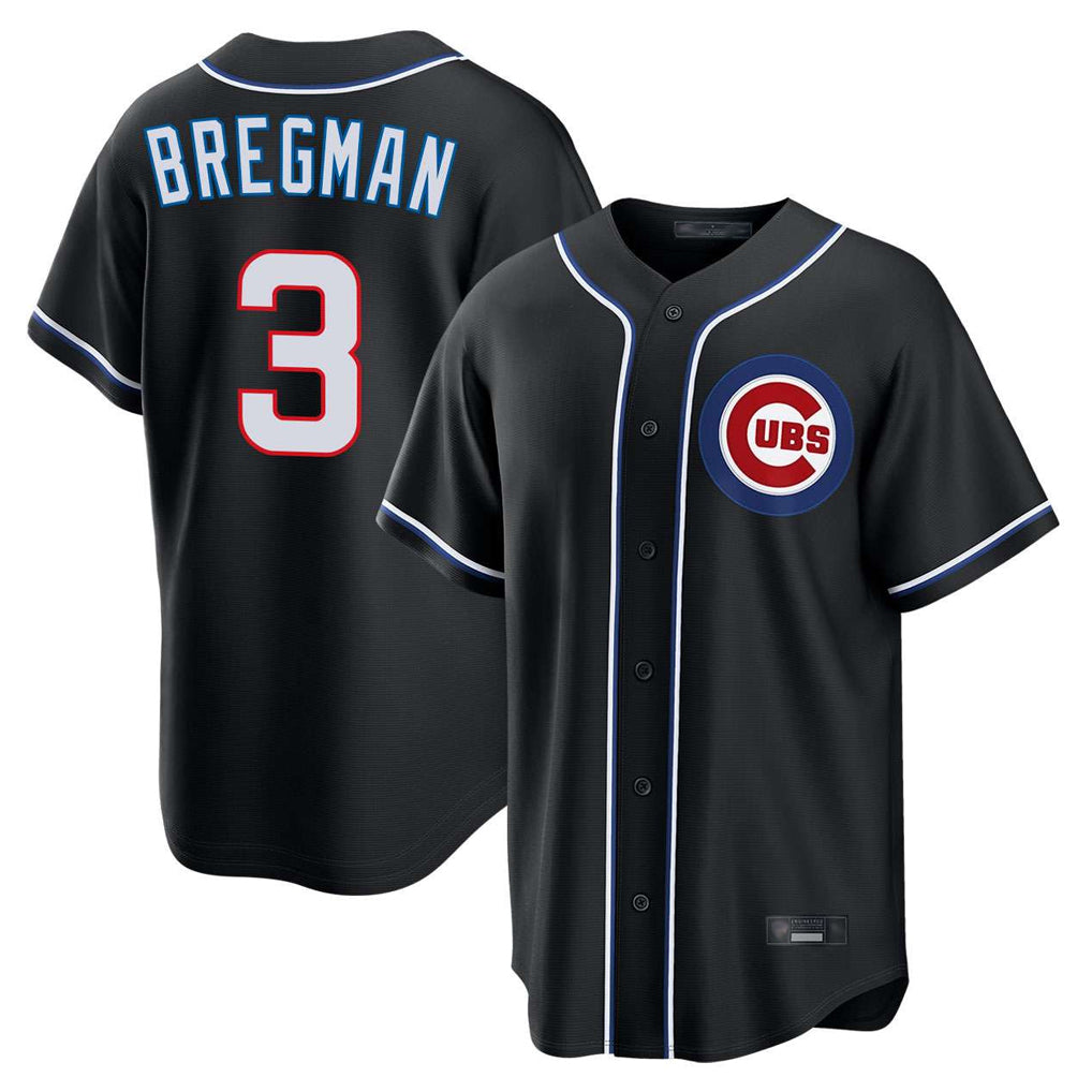 Chicago Cubs #3 Alex Bregman Player Black HeidiMiller Fashion Out Game Stitched Jerseys