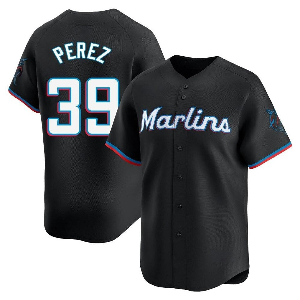 Miami Marlins #39 Eury Perez Player Black HeidiMiller Home Limited Stitched Jerseys