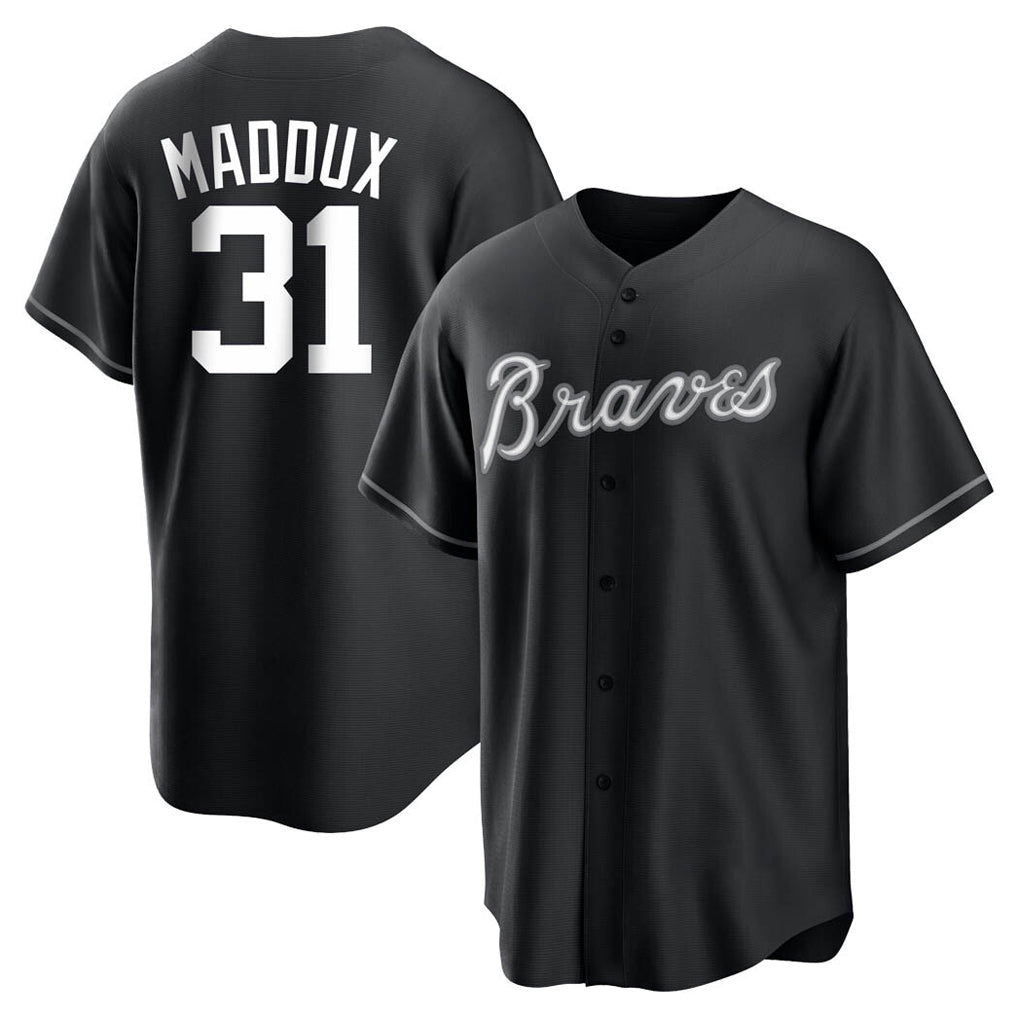 Atlanta Braves #31 Greg Maddux Player Black HeidiMiller Home Game Stitched Jerseys