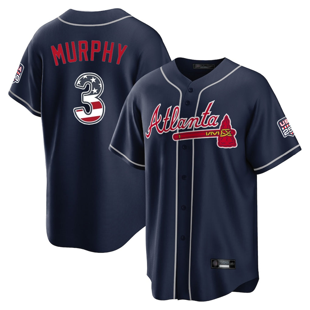 Atlanta Braves #3 Dale Murphy Player Navy HeidiMiller USA 250 Fourth Of July Limited Home Game Stitched Jerseys