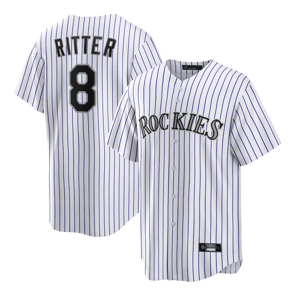 Colorado Rockies #8 Ryan Ritter Player White HeidiMiller Game Home Stitched Jerseys