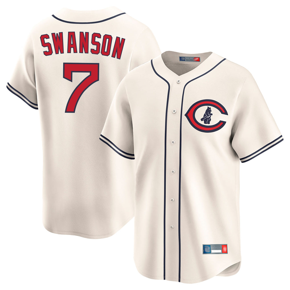 Chicago Cubs #7 Dansby Swanson Player Cream HeidiMiller Field of Dreams Limited Home Game Stitched Jerseys