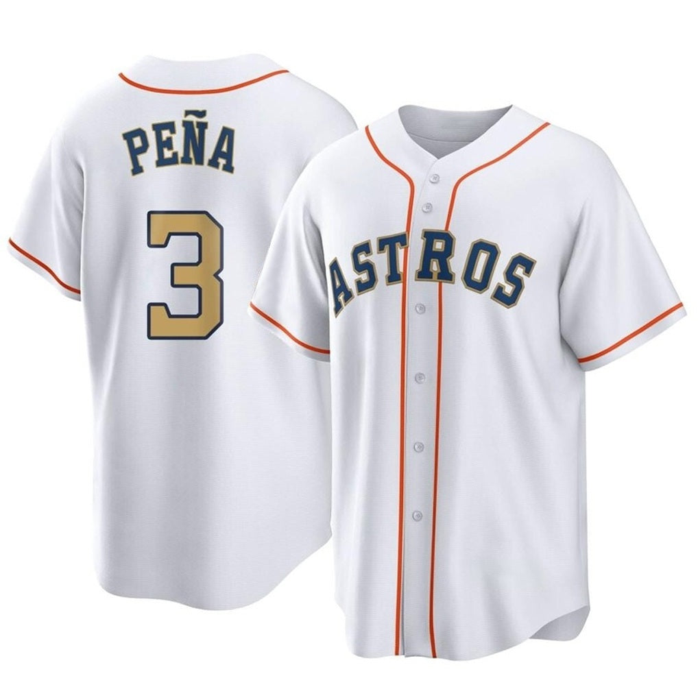 Houston Astros #3 Jeremy Pena Player Gold HeidiMiller Collection Game Home Stitched Jerseys