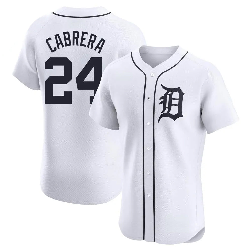 Detroit Tigers #24 Miguel Cabrera Player White HeidiMiller Limited Elite Home Stitched Jerseys