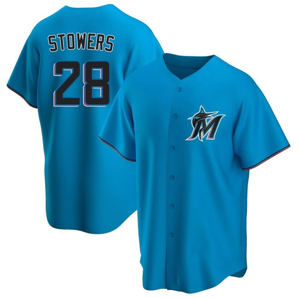 Miami Marlins #28 Kyle Stowers Player Blue HeidiMiller Home Game Stitched Jerseys