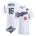 Los Angeles Dodgers #16 Will Smith Player Gold White HeidiMiller World Series 2026 Collection Stadium Limited Elite Stitched Jerseys