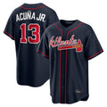 Atlanta Braves #13 Ronald Acuna Jr Player Navy HeidiMiller Home Game Stitched Jerseys