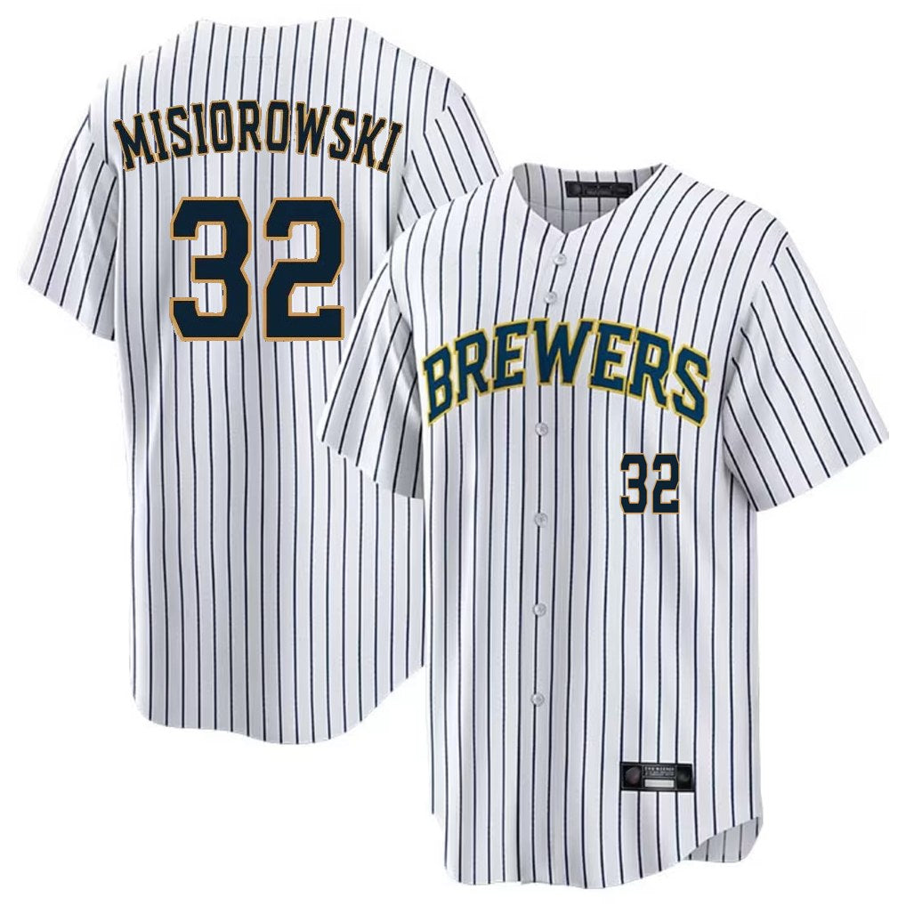 Milwaukee Brewers #32 Jacob Misiorowski Player White HeidiMiller Stripes Limited Game Home Stitched Jerseys