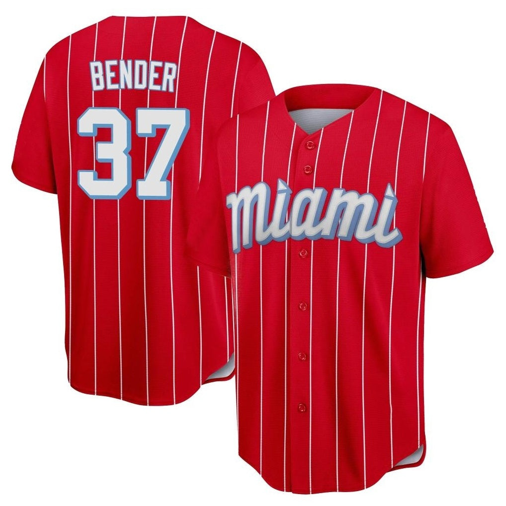 Miami Marlins #37 Anthony Bender Player Red HeidiMiller City Connect Home Game Stitched Jerseys